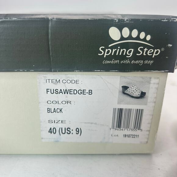 Spring Step Fusawedge Leather Slide Laser Cut Sandals Black Women's 9/EU40 NWB - Picture 11 of 11